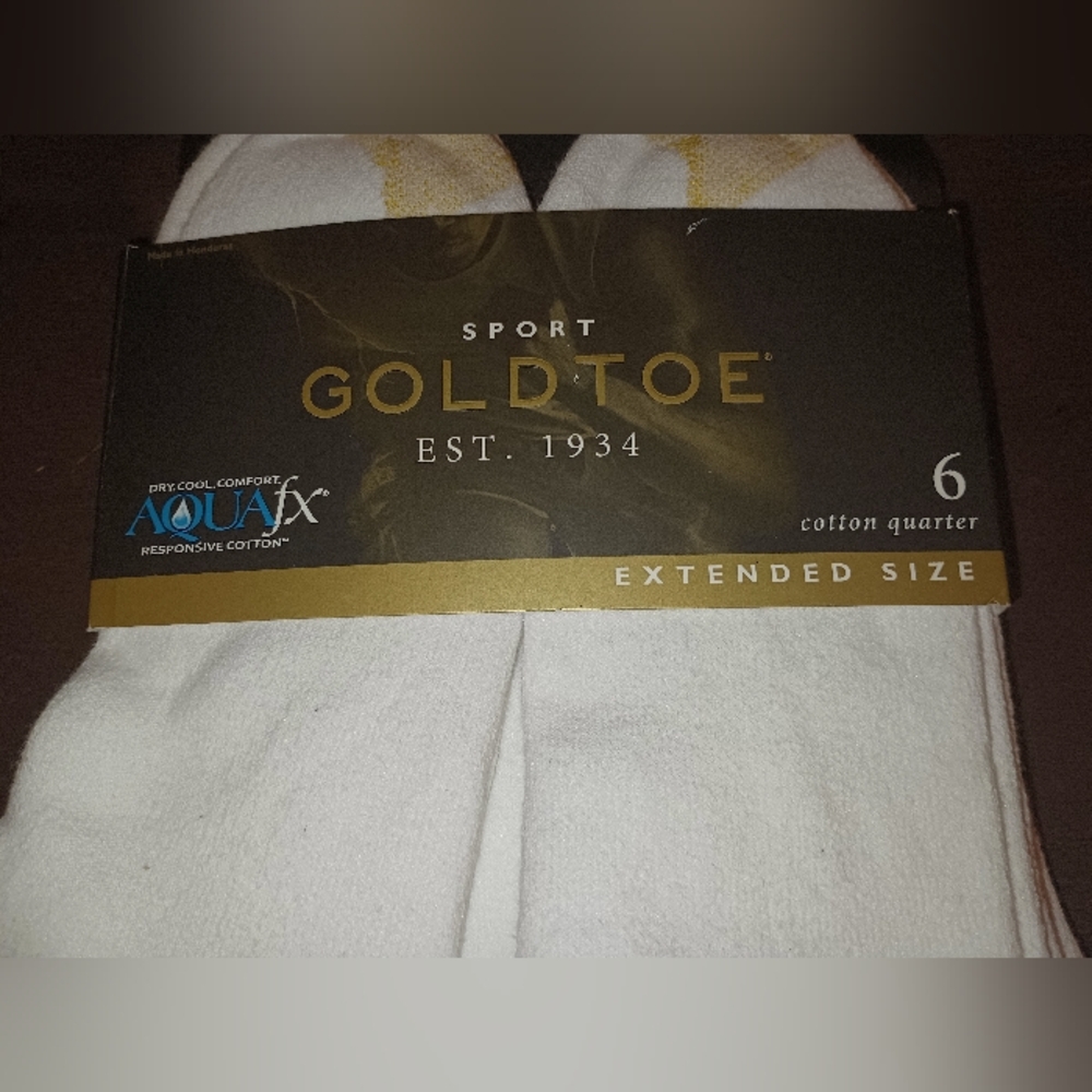 Goldtoe Mens Crew Sport Quarter Extended 6 pair 656PE-010 White Size 12-16 - Picture 4 of 6